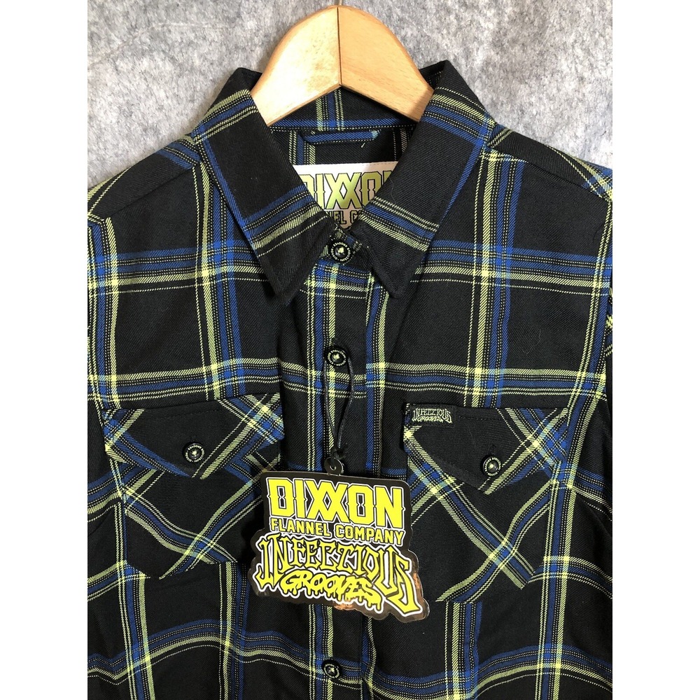 Dixxon Shirt Womens Small Black Plaid Infectious Grooves Flannel Western W Tags